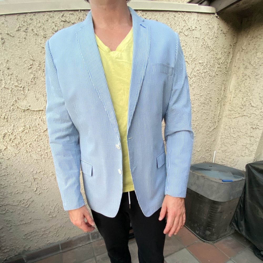 Seer Sucker Blue + White